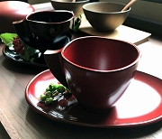 漆塗りコーヒーカップ＆皿セット(溜塗り／古代朱)